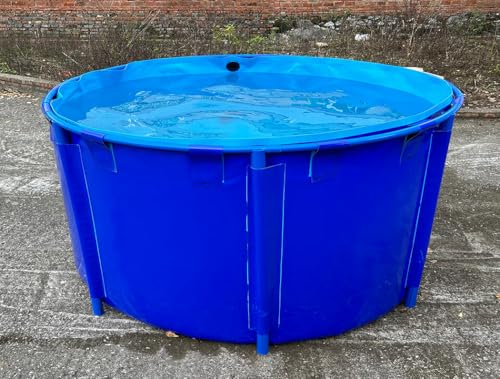 Segeltuch-Fischteich, oberirdischer Teich, oberirdische Teiche für Fische, großer, faltbarer, langlebiger Kunststoffteich mit Halterung für Koi-Haltebecken, Bewässerungsbandrahmen (3,0 x 1) von CL CLC