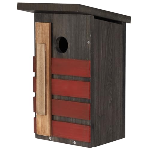 CLACKIBUKVYZ Bluebird-Haus für draußen, Naturholz, Vogelhaus für den Außenbereich, mit schrägem Dach, Dachbox für Rotkehlchen, Finken und Gartenvögel, Wildvogelnest, einfach zu installieren und zu CLACKIBUKVYZ Bluebird-Haus für draußen, Naturholz, Vogelhaus für den Außenbereich, mit schrägem Dach, Dachbox für Rotkehlchen, Finken und Gartenvögel, Wildvogelnest, einfach zu installieren und zu von CLACKIBUKVYZ