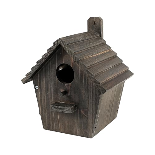 CLACKIBUKVYZ Vogelhaus - Schwarzes Vogelhaus aus Holz für Draußen - Finken, Bluebird, Kardinal Vogelhaus mit Stange - Hängendes Vogelhaus für Garten - Langlebiges & witterungsbeständiges Design CLACKIBUKVYZ Vogelhaus - Schwarzes Vogelhaus aus Holz für Draußen - Finken, Bluebird, Kardinal Vogelhaus mit Stange - Hängendes Vogelhaus für Garten - Langlebiges & witterungsbeständiges Design von CLACKIBUKVYZ