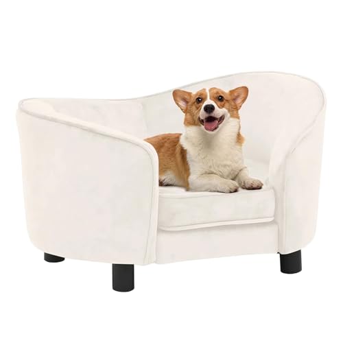 CLALER Hundesofa 69x49x40 cm Plüsch Hundecouch Hundebett Haustiersofa hundesofa für kleine Hunde und mittlere Hunde, Creme CLALER Hundesofa 69x49x40 cm Plüsch Hundecouch Hundebett Haustiersofa hundesofa für kleine Hunde und mittlere Hunde, Creme von CLALER