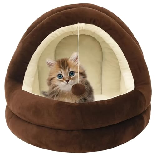 CLALER Katzenhöhle Katzenbett 40x40x35 cm, Katzen Katzenzelt für Kätzchen kleine, mittelgroße Haustier, weiches und warmes Katzenhaus für drinnen, Braun CLALER Katzenhöhle Katzenbett 40x40x35 cm, Katzen Katzenzelt für Kätzchen kleine, mittelgroße Haustier, weiches und warmes Katzenhaus für drinnen, Braun von CLALER