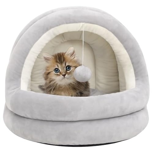 CLALER Katzenhöhle Katzenbett 50x50x45 cm, Katzen Katzenzelt für Kätzchen kleine, mittelgroße Haustier, weiches und warmes Katzenhaus für drinnen, Grau CLALER Katzenhöhle Katzenbett 50x50x45 cm, Katzen Katzenzelt für Kätzchen kleine, mittelgroße Haustier, weiches und warmes Katzenhaus für drinnen, Grau von CLALER