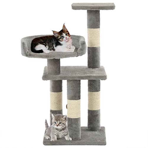 CLALER Kratzbaum für Katzen mit Plüschball inkl, Höhe 65 cm, Katzenbaum mit Sisal & Plüsch, gemütliche Liegeflächen, für kleine & große Katzen geeignet, Grau CLALER Kratzbaum für Katzen mit Plüschball inkl, Höhe 65 cm, Katzenbaum mit Sisal & Plüsch, gemütliche Liegeflächen, für kleine & große Katzen geeignet, Grau von CLALER