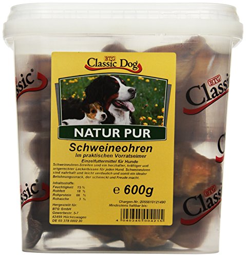 Classic Dog Schweineohren im Eimer, 1er Pack (1 x 600 g) von Classic Dog