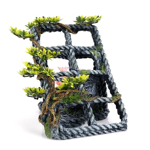 CLASSIC Aquarium-Dekoration, Seil mit Pflanzen, maritimes Design, 150 x 180 x 180 mm von CLASSIC