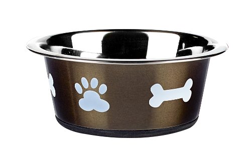 Classic Pet Products Fressnapf, klassisch, Motiv Pfotenabdrücke 900ml, Graphit von Classic Pet Products