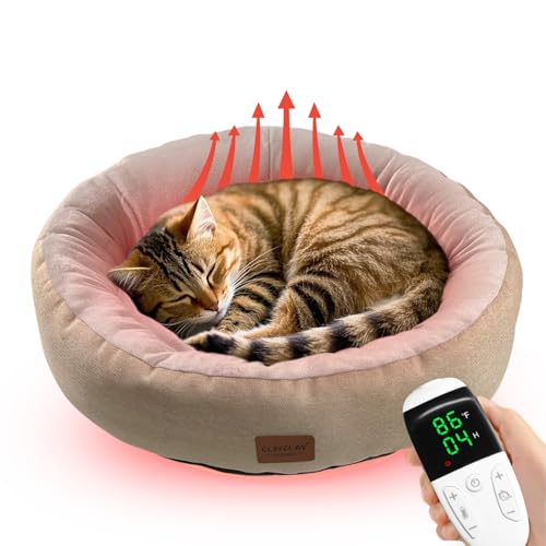 CLAYCLAY Beheiztes Katzenbett, rund, beheiztes Katzenbett für Indoor-Katzen, 50,8 cm, gemütlich, waschbar, beheiztes Katzenbett mit Timer und temperaturverstellbar, rutschfeste Unterseite, abnehmbar, CLAYCLAY Beheiztes Katzenbett, rund, beheiztes Katzenbett für Indoor-Katzen, 50,8 cm, gemütlich, waschbar, beheiztes Katzenbett mit Timer und temperaturverstellbar, rutschfeste Unterseite, abnehmbar, von CLAYCLAY