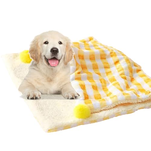 CLAYCLAY Hundedecke für kleine Hunde, weich, wasserdicht, waschbar, doppelseitig, mit Karomuster, Katzendecken für Innenkatzen, Haustier-Katzendecken für Couch-Schutz (50,8 x 38,1 cm, Orange) von CLAYCLAY