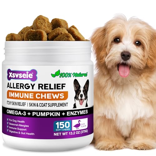 CLFJLXYX Hunde-Allergiehilfe | Juckreizlinderung für Hunde | Juckreizlinderung & Immunstärkung | Stoppt Kratzen, Lecken, Haarausfall | Hypoallergen bei saisonalen Allergien | 150 STK (1Pcs) von CLFJLXYX