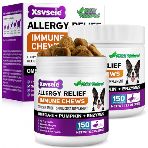 CLFJLXYX Hunde-Allergiehilfe | Juckreizlinderung für Hunde | Juckreizlinderung & Immunstärkung | Stoppt Kratzen, Lecken, Haarausfall | Hypoallergen bei saisonalen Allergien | 150 STK (2Pcs) von CLFJLXYX