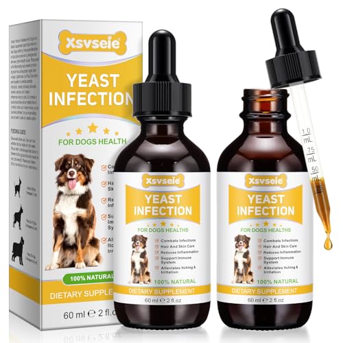 CLFJLXYX Natürliche Hefepilz-Behandlung für Hunde, Linderung Ohrenentzündungen & Juckender Haut- Stoppt Entzündungen,Hefepilzinfektion bei Hunden, Stärkt Immunsystem- 100% Pflanzlich mit 120ml (2Pcs) von CLFJLXYX