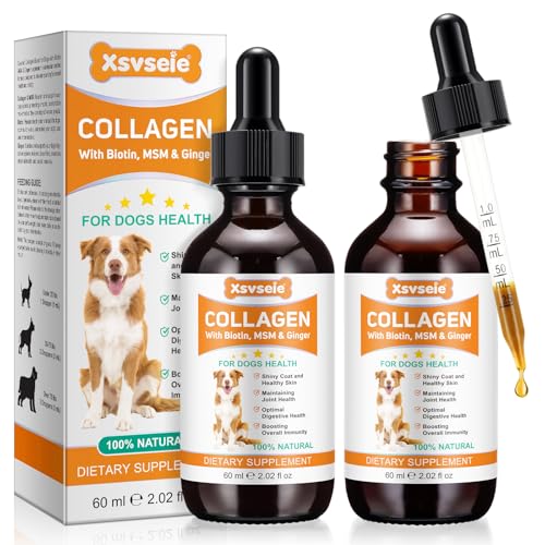 Flüssiges Kollagen für Hunde 120ml - Unterstützt Hüftgelenkflexibilität, Hautgesundheit & Juckreizlinderung - Fördert Verdauung, Immunsystem & Fellvitalität - Gelenknahrung mit Kollagen (2Pcs) von CLFJLXYX