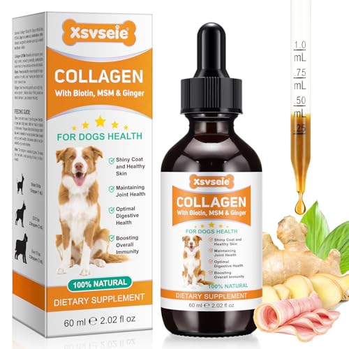 Flüssiges Kollagen für Hunde 60ml - Unterstützt Hüftgelenkflexibilität, Hautgesundheit & Juckreizlinderung - Fördert Verdauung, Immunsystem & Fellvitalität - Gelenknahrung mit Kollagen von CLFJLXYX
