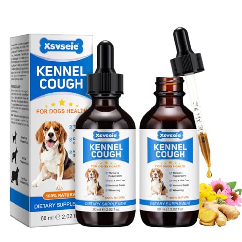 Hustensaft für Hunde bei Zwingerhusten 120ml- Pflanzliche Tropfen gegen trockenen & feuchten Husten,Natürliches Hustenmittel bei Zwingerhuste,Atemwege & Rachen-Beruhigung,Immunsystem stärkend (2Pcs) von CLFJLXYX