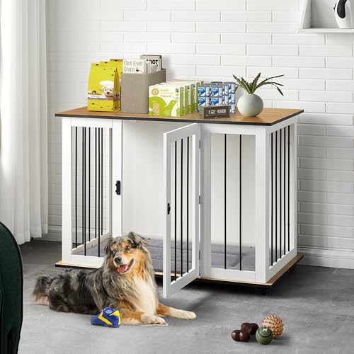 CLIPOP XL Hundebox Holz Indoor Pet Kennel für Hunde mit abschließbarer Tür und 5 Rädern, 42 Zoll Möbelstil Tierkäfig mit Metallrahmen für mittelgroße/große Hunde CLIPOP XL Hundebox Holz Indoor Pet Kennel für Hunde mit abschließbarer Tür und 5 Rädern, 42 Zoll Möbelstil Tierkäfig mit Metallrahmen für mittelgroße/große Hunde von CLIPOP