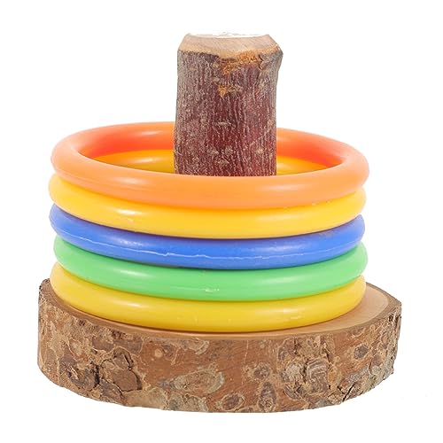 CLISPEED 1 Satz Holzspielzeug für Vögel mit Bunten Ringen für Papageien und Sittiche Intelligenzförderndes Trainingsspielzeug für Käfige Langlebig und Unterhaltsam Zufällige Farbe von CLISPEED