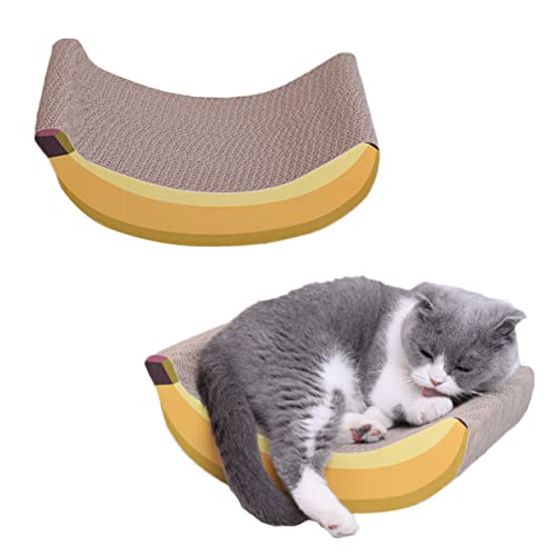 CLISPEED 1 Stück Katzen Kratzbrett aus Wellpappe Bananenform Kreatives für Katzen und Kätzchen Schützt Möbel Unterhält Stundenlang und Fördert das Kratzverhalten Gelb von CLISPEED