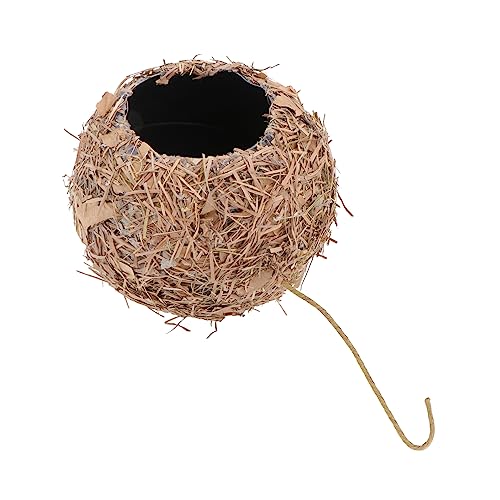 CLISPEED 1 Stück dekoratives Haustiernest aus Stroh geflochtenes Nest Vogelhaus aus Stroh Baracke Easter Decoration osterndeko birdm Simulation Vogelhaus hängender Vogelschuppen Gras Coffee von CLISPEED