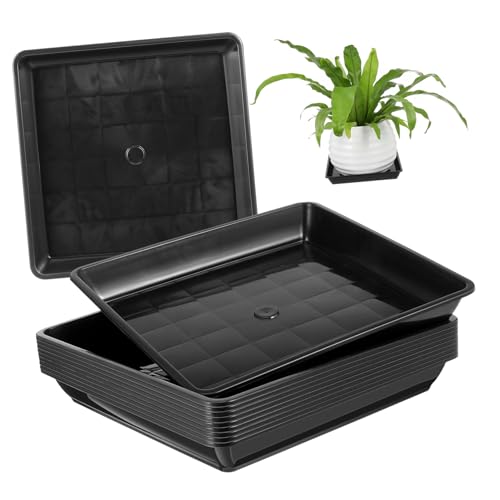 CLISPEED 10 Stück Plastik -Chassis Zimmerpflanze Eingetopft Wasser Groß Keramik-tablett Quadratischer, Klarer Pflanzenuntersetzer Untertasse Outdoor-Pflanzen Pflanzenschale Unten Black von CLISPEED