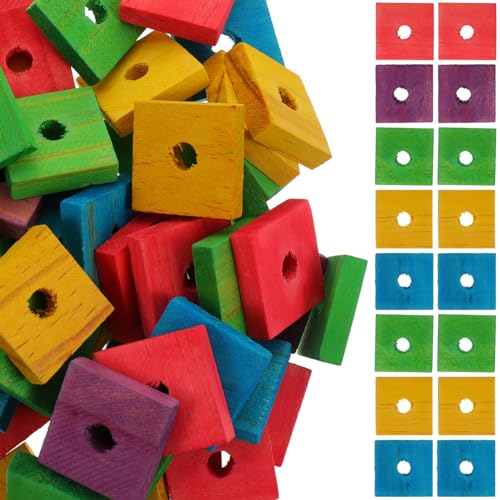 CLISPEED 100 Stück Papageien-Holzspielzeug: Vogel-Kauspielzeug Natürliche Holzblöcke Vogelbeißspielzeug Für Papageien Sittiche Nymphensittiche Turteltauben (Gemischte Farben) von CLISPEED