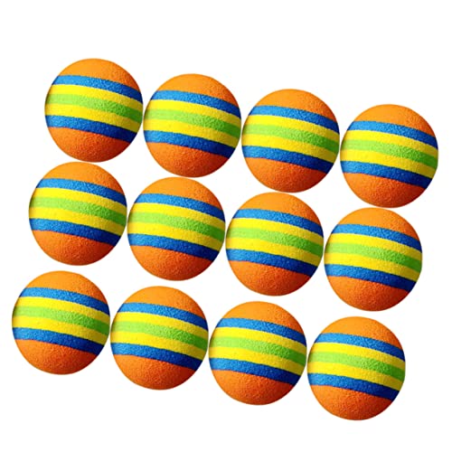 CLISPEED 12 Stück Teiliges Eva Ball für Katzen Bunte Streifenmuster Spielbälle Leicht und Langlebig für Indoor Training und Spielspaß für Haustiere Orange Blau Gelb Grün von CLISPEED