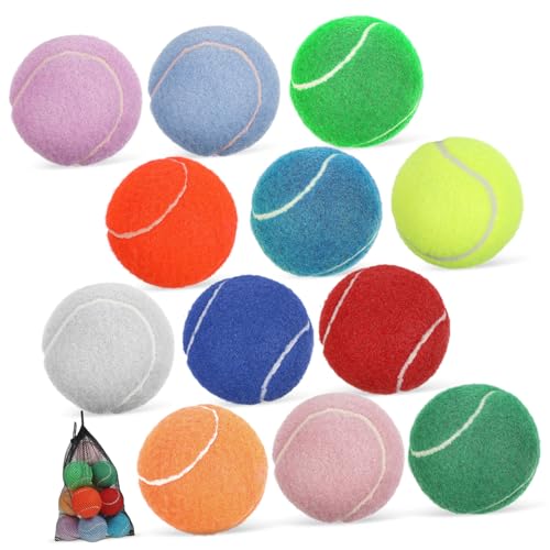 CLISPEED 12 Stück Teiliges Kleine Tennisbälle für Hunde und Welpen mit Tragetasche Bunte Robuste Trainingsspielzeuge aus Schonend für Zähne und Geeignet für Katzen und Hundetraining von CLISPEED