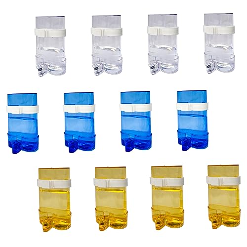 CLISPEED 12Stücke Automatische Futter Und Wasserspender Für Papageien Transparente Blaue Und Gelbe Vogelkäfig Feeder Für Vogelwasserzuführung Und Fütterung Im Käfig von CLISPEED