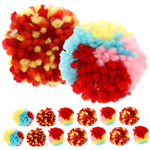 CLISPEED 15 Stück Plüschballspielzeug Pompons Katzenspielzeugball für Katzen Interaktives Katzenspielzeug anregend Kätzchen-Pompom- Innenspielzeug Zufällige Farbe von CLISPEED