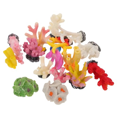 CLISPEED 16 Stück Teiliges Mini Aquarium Deko Künstliche Korallenrealistische Fischbecken Landschaftsdekoration Resin Ornamente für Aquarium Zubehör von CLISPEED