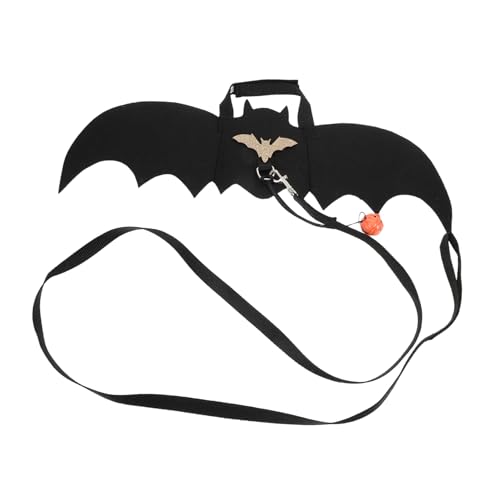 CLISPEED 2 Sets Katzen-Halloween-kostüm Für Haustiere, Hunde, Fledermausflügel Mit Kürbis-glöckchen, Party-Dekoration, Welpenhalsband, Leinen, Cosplay, Süßes Kätzchen, Verkleidungszubehör von CLISPEED
