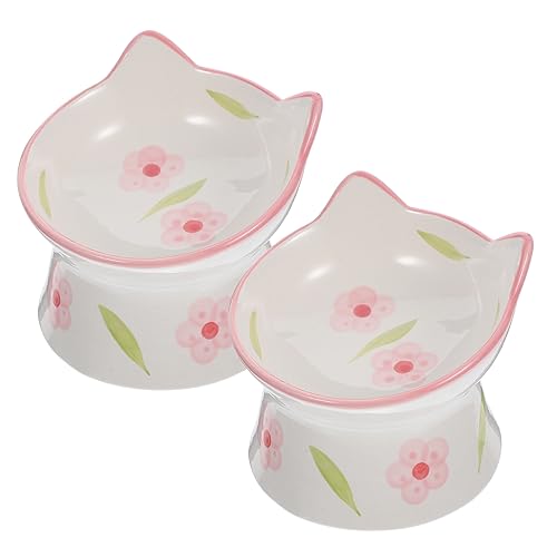 CLISPEED 2 Stück High-Footed Pet Bowl pet Water Bowl katzenfutter schüssel katzenfutter Schalen erhöhte Katzenfutternäpfe Katzennäpfe Welpen -Fütterungsschale Katzennapf für Futter Keramik von CLISPEED