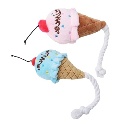 CLISPEED 2 Stück Hundeeis Plüsch Eiscreme-Hundespielzeug für Hunde pummeluff Kuscheltier beschwertes Kuscheltier Haustier quietschendes PP Baumwolle von CLISPEED