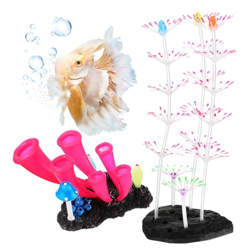 CLISPEED 2 Stück Leuchtende Künstliche Korallen Aquarium Dekoration aus Realistischem Pinke Hornkoralle Weiche Seetang Romantische Unterwasserlandschaft für Fischbecken CLISPEED 2 Stück Leuchtende Künstliche Korallen Aquarium Dekoration aus Realistischem Pinke Hornkoralle Weiche Seetang Romantische Unterwasserlandschaft für Fischbecken von CLISPEED