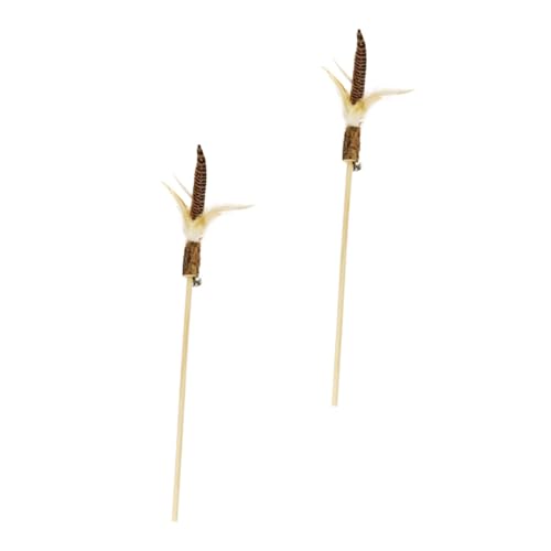 CLISPEED 2 Stück Teiliges Katzenspielzeug aus Holz mit Stick Langlebig und Robust Interaktiver Katzenangel für Katzen Fördert Bewegung und Stärkt Bindung zwischen Katze und Besitzer von CLISPEED