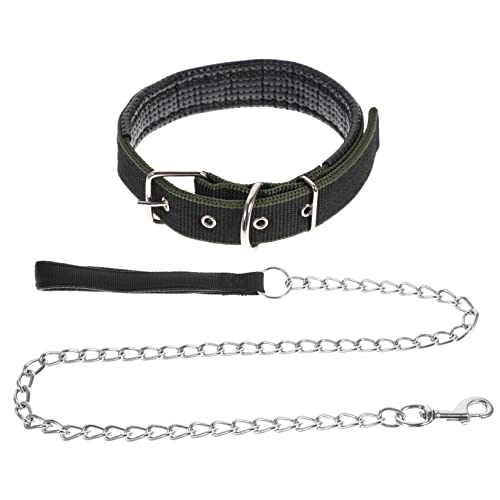 CLISPEED Verstellbares Haustierhalsband-Set Schwarzes Hundehalsband mit Kette Modisch und Bequem für Hunde Von 7 5–30 Kg von CLISPEED