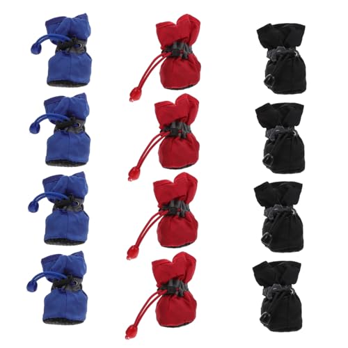 CLISPEED 3 Sätze wasserdichte Hunderegenstiefel aus Nylon mit Rutschfesten Sohlen Warm Gefüttert Schützend und Komfortabel für Kleine Hunde bei Regen und Outdoor Einsätzen in Rot Schwarz CLISPEED 3 Sätze wasserdichte Hunderegenstiefel aus Nylon mit Rutschfesten Sohlen Warm Gefüttert Schützend und Komfortabel für Kleine Hunde bei Regen und Outdoor Einsätzen in Rot Schwarz von CLISPEED