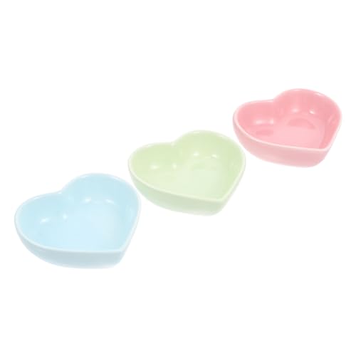 CLISPEED 3 Stück Herzförmige Keramik Futternäpfe für Hamster und Kleintiere Waschbare Glatte Fressnäpfe Robuste Futterbehälter für Meerschweinchen Chinchillas und Kleine Haustiere von CLISPEED