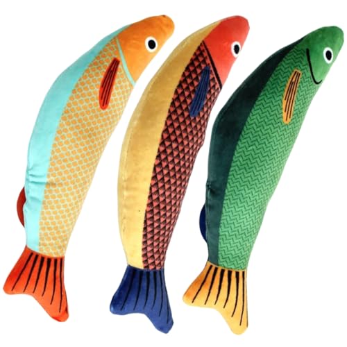 CLISPEED 3 Stück Katzenminze Fischform Kratzfest Beißfest Abriebfest Interaktives Katzenspielzeug für Katzen zur Selbstbeschäftigung und Vertrauensaufbau mit Haustierfreundlichem Design von CLISPEED