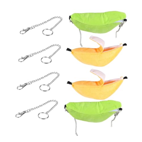 CLISPEED 4 Hängende Bananen-hängematte für Hamster Kleintierbett Platzsparendes Nest für Kleine Haustiere Vielseitiges Schlaf Spielzubehör von CLISPEED