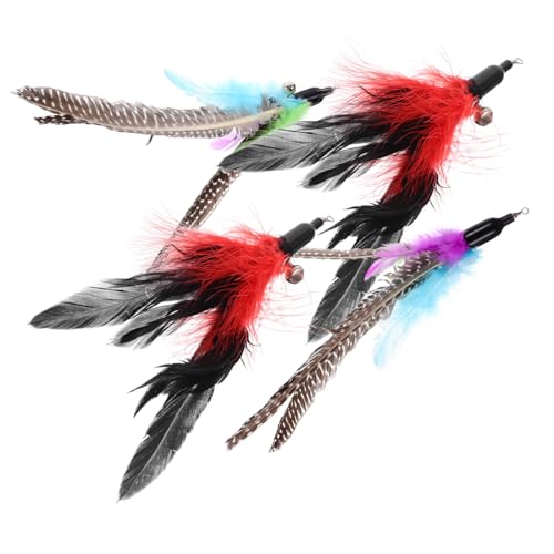 CLISPEED 4 Stück Interaktives Katzenspielzeug Ersatzfedern Federn für Katzenangel mit Bunten Plumes zur Beschäftigung und Belohnung von Kätzchen Langlebig und Sicher für Spielerische von CLISPEED