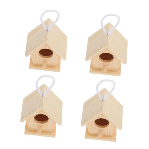 CLISPEED 4 Stück Mini Vogelhaus Bausatz Teilig aus Holz Bemalen und Dekorieren für Gartenpartys Dekorative Hängedekoration für Wildvögel von CLISPEED