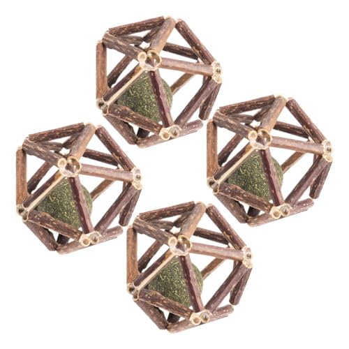 CLISPEED 4 Stück Teiliges Katzenspielzeug mit Natürlichem Actinidia Polygama Bissfeste Katzenminze molarbälle zur Zahnpflege Kauball für Kätzchen Stressreduzierend für Indoor Katzen von CLISPEED