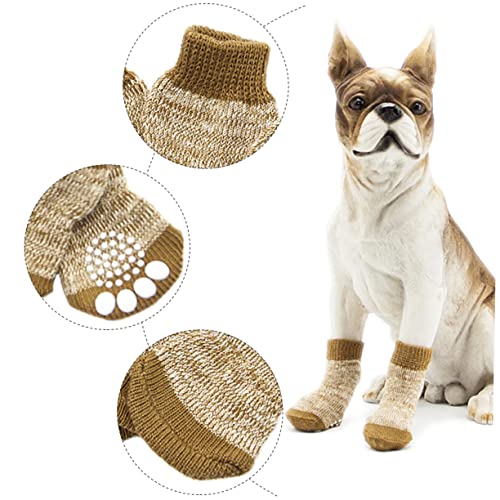 CLISPEED 4 Stück rutschfeste Hundesocken aus Baumwolle Schutzsocken für Hunde für Drinnen und Draußen Atmungsaktiv und Komfortabel Schützt Pfoten vor Kälte und Schmutz von CLISPEED