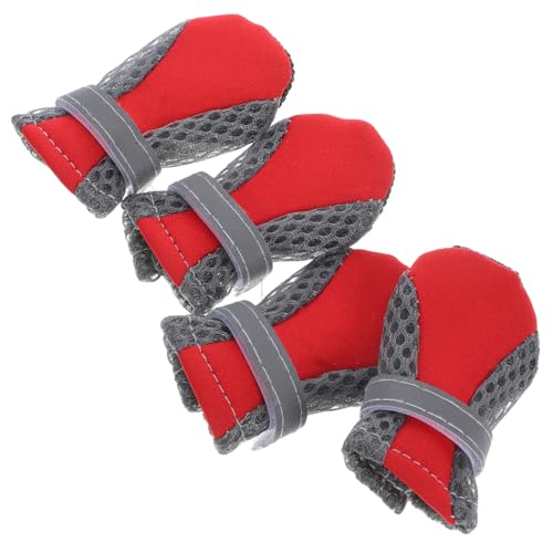 CLISPEED 4Stücke Atmungsaktive Hundeschuhe mit Rutsch Sohle Schutz für Kleine Haustiere Innen und Außenaktivitäten Pfotenschutz bei Winterwetter und Schmutz von CLISPEED