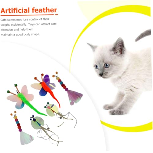 CLISPEED 6 Stück Teiliges Ersatzköpfe Interaktive Katzenangel Aufsätze für Kätzchen Vielseitige Katzenspielzeug Nachfüllteile zur Selbstbeschäftigung und Geistigen Stimulation von CLISPEED