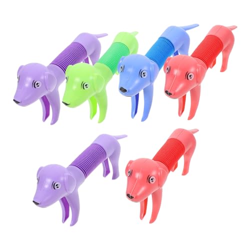 CLISPEED 6 Stück Teiliges Pop Tube Hundespielzeug Teleskopisches Stressabbauendes mit Tierdesign Interaktives Kauspielzeug für Welpen Lustiges Dehnbares DIY Beschäftigungsspielzeug von CLISPEED