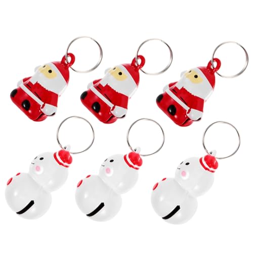 CLISPEED 6 Stück Teiliges Weihnachts Pet Collar mit Robusten Kupferglocken Katzen und Hundehalsband Deko für Haustieraccessoires Schlüsselanhänger Festliche Rote Weihnachtsmotive von CLISPEED