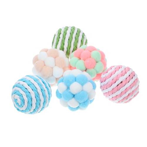 CLISPEED 6Stücke Plüsch Katzenbälle Mit Glöckchen Und Sisal Interaktives Kuschelbälle Für Katzen Und Kätzchen Flauschiges Katzenspielzeug Für Innenbereich Für Katzen von CLISPEED