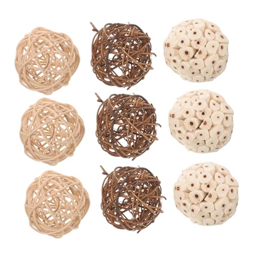 CLISPEED 9Stücke Teiliges Vogelspielzeug Aus Rattan Und Tetrapanax Papyrifera Kauspielzeug Für Papageien Und Nymphensittiche Zur Futtersuche Futterbälle Und Seile Für Haustiere von CLISPEED