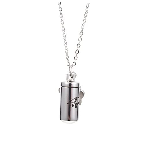 CLISPEED Asche Halskette Hund Haustier Andenken für Tiergedenk Halskette Tier Kremations Halskette schmuck vielseitig verwendbare Halskette Welpen-Urnen-Hals- Rostfreier Stahl Silver von CLISPEED